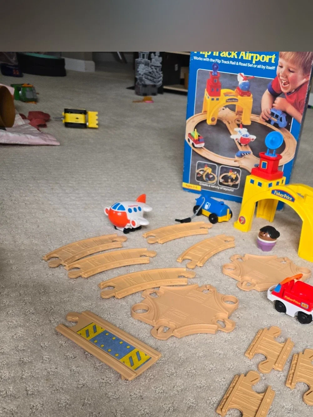 Fisher Price Flip Track Airport 1991 Replacement Pieces. NOT COMPLETE SET